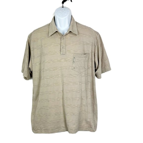 Columbia Polo Shirt Men Extra Large Tan Short Sleeve Collared Tee Textured Adult - Picture 1 of 14